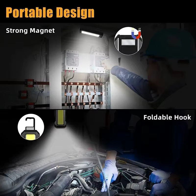 KDULIT Wiederaufladbare COB-Arbeitsleuchte in Schwarz mit Magnet, 4000 mAh Akku und Powerbank-Funktion für Outdoor, Camping und Garten - Bild 5