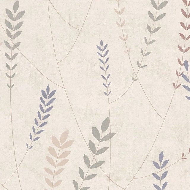 PROFHOME Landhaus Tapete Floral in Creme, Taubenblau und Braun, Vlies-Tapete mit botanischem Muster, Breite: 0,53 m, Länge: 10,05 m - Bild 1
