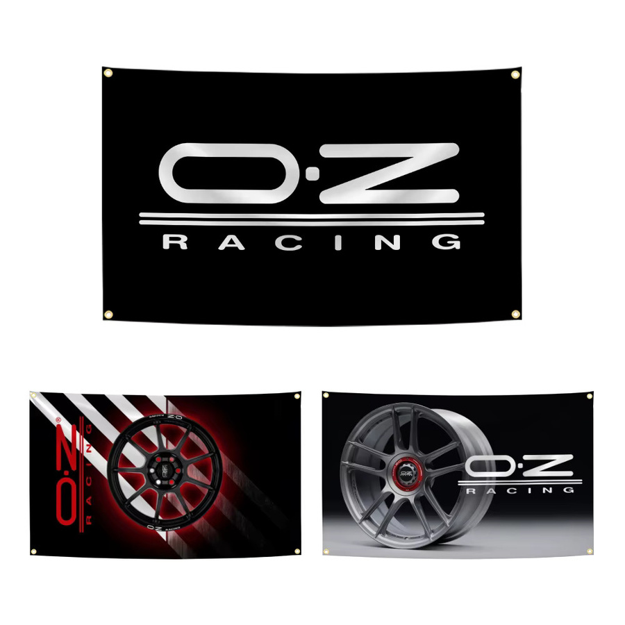 OZ Racing Motorsports Radnabenflagge Banner aus Polyester in Schwarz mit Digitaldruck, B x H: 90 x 150 cm - Bild 6