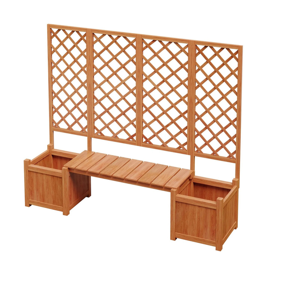 PXloue Pflanzkübel mit Spalier und Sitz aus Massivholz Tanne in Braun, H: 170 cm, B: 42 cm, T: 16,1 cm - Bild 2