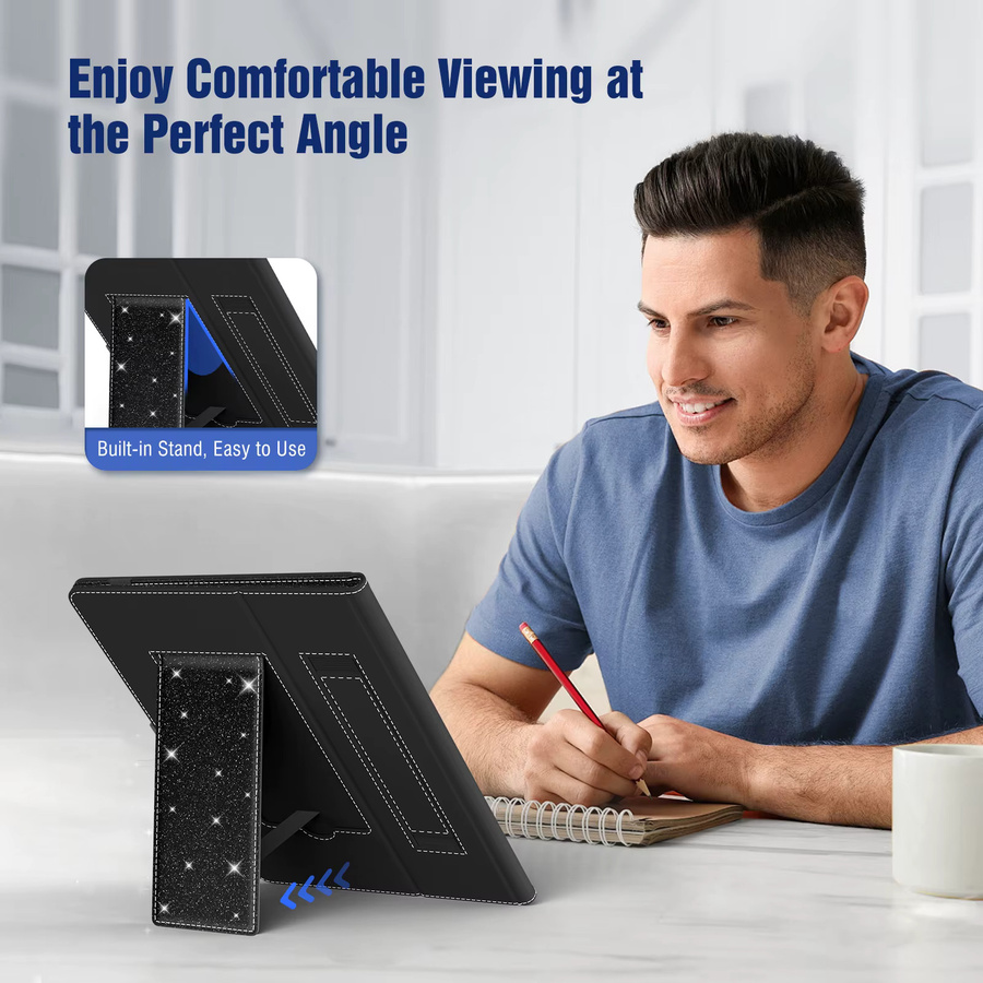 Dadanism Universelle Tablet Hülle für 9,6 bis 11 Zoll Touchscreen-Tablets, faltbare Standhülle mit Handschlaufe, Schwarz - Bild 5