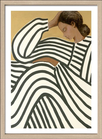 Gerahmtes Bild STRIPED WOMAN von PRO ART – Mehrfarbiges Porträt auf Papier mit Holzrahmen und Glas