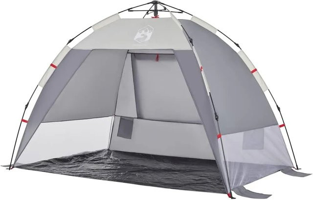 vidaXL Strandzelt für 2 Personen in Grau, wasserdicht mit Quick Release System aus Polyester - Bild 1