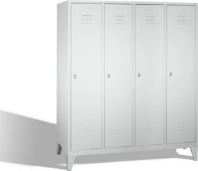 C+P Umkleidespind Classic mit 4 Abteilen in Lichtgrau auf Füßen, H: 185 cm, B: 159 cm, T: 50 cm - Bild 1
