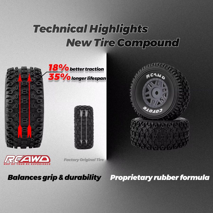 RCAWD Radreifen für 1/8 Arrma Mojave 4S, 2-teiliges Set, Gummi, Schwarz - Bild 4