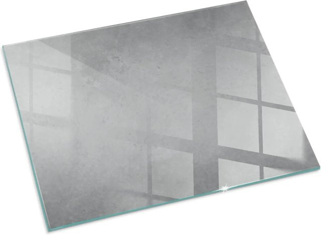 Tulup Glasplatte für Kamin mit Betonstruktur in Grau, B/T: 80 x 60 cm - Bild 1
