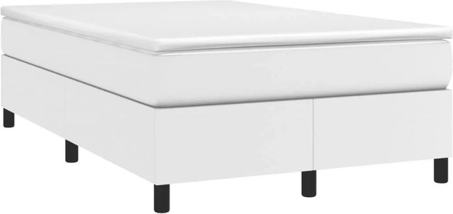 vidaXL Boxspringbett mit Matratze in Weiß aus Kunstleder und Stoff mit Taschenfederkern, Hybridbett, B/T: 120 x 200 cm - Bild 1