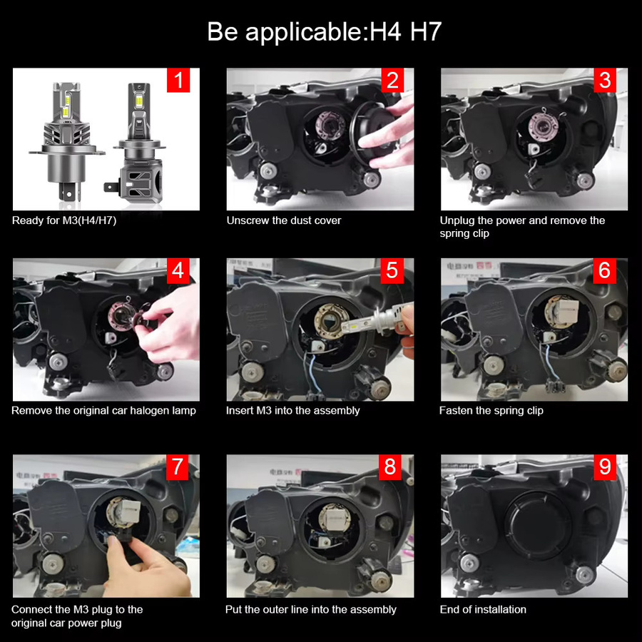 Roadsun H7 LED-Autoscheinwerfer Set in Weiß und Silber mit 20000LM High Lumen und 6500K Weiß unter Verwendung von 3570 CSP Chips - Bild 3