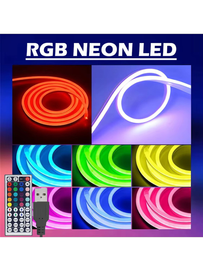 Acosh Neon RGB LED-Lichtstreifen mit USB-Anschluss und Fernbedienung in Multicolour für deine Schlafzimmerbeleuchtung und Dekoration - Bild 7