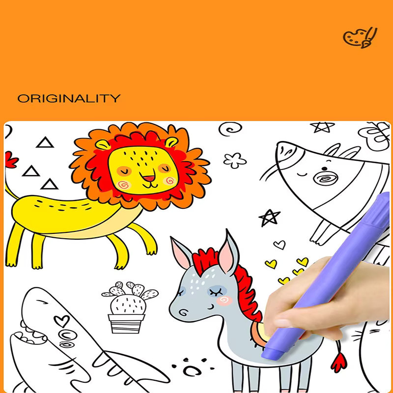 Großformatiges farbiges Zeichenpapier als Graffiti-Rolle mit Dinosaurierwelt und Transport-Motiven in Multicolour für Anfänger und Erwachsene - Bild 1