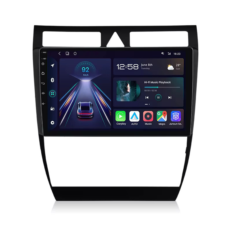Junsun Android 13 Autoradio für Audi A6 C5 1997-2004 mit 9 Zoll Display, 4GB RAM, 64GB Speicher, GPS, Carplay, Bluetooth und Rückfahrkamera Unterstützung in Schwarz - Bild 2