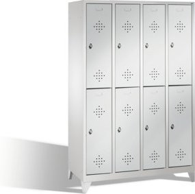 C+P Doppelstockspind Classic auf Füßen mit 8 Türen, Lichtgrau, H: 185 cm, B: 119 cm, T: 50 cm - Bild 1