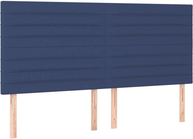 vidaXL LED Kopfteil Blau mit USB-Ladeport und integrierter Beleuchtung, Stoff, B: 200 cm, T: 5 cm, H: 118 cm bis 128 cm - Bild 1