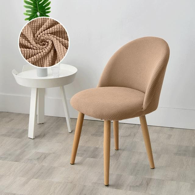 Lellen Entenschnabel-Stuhlbezug aus Polar-Fleece in Beige, elastischer Sesselbezug für Esszimmerstühle, 2 Stück - Bild 1