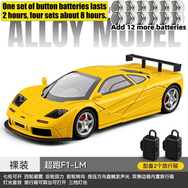 Linyi toy car McLaren F1 LM Le Mans Hypercar Modellauto, 1:24, Metall, Gelb, ab 14 Jahre - Bild 1