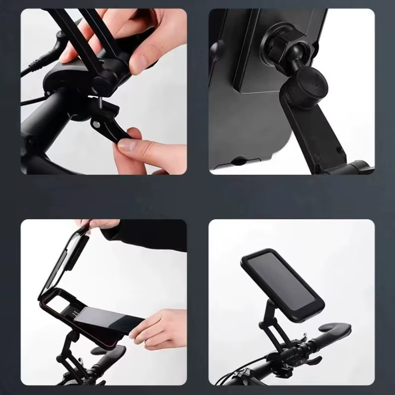 Wasserdichte Fahrrad-Telefonhalterung mit Touchscreen-Navigation und Teleskopfunktion in Schwarz - Bild 4