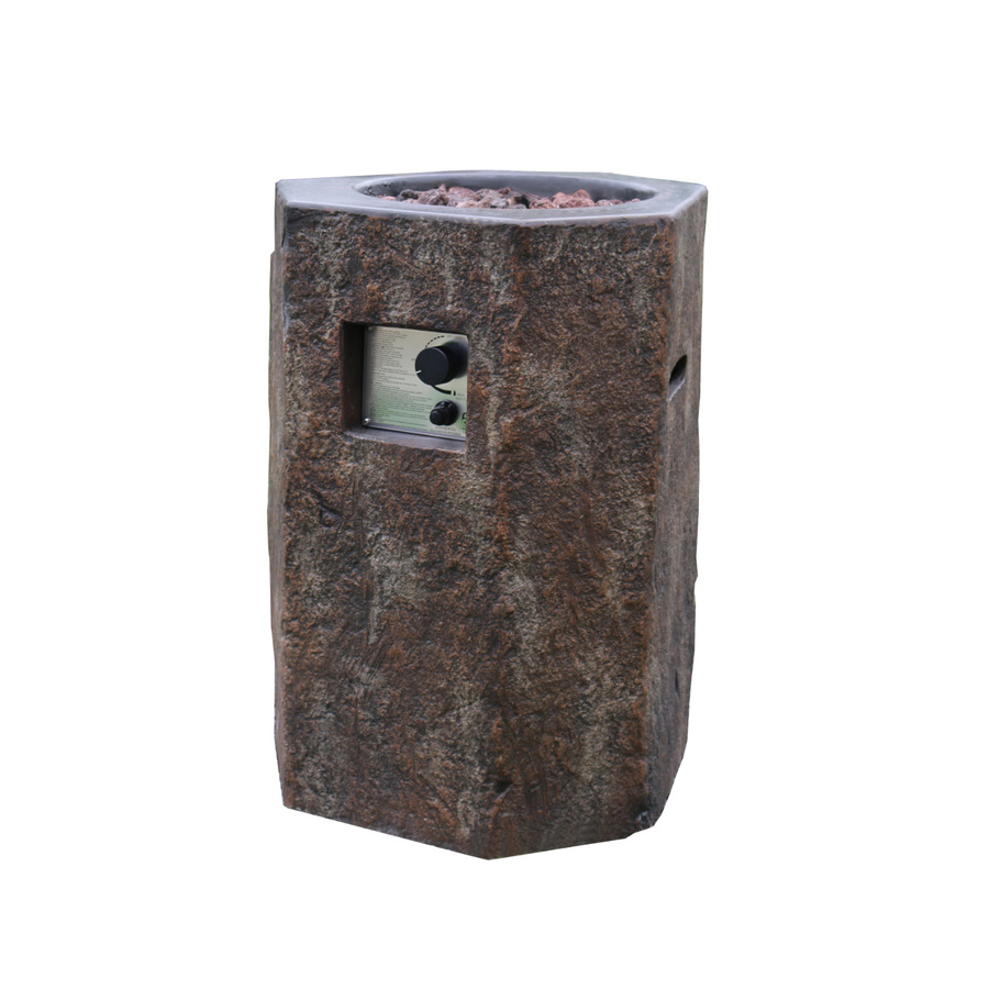 Elementi Gasfeuerstelle Tambora in Basalt-Optik braun aus Faserbeton mit rötlichen Lavasteinen, B/T/H: 50 x 48 x 70 cm - Bild 4
