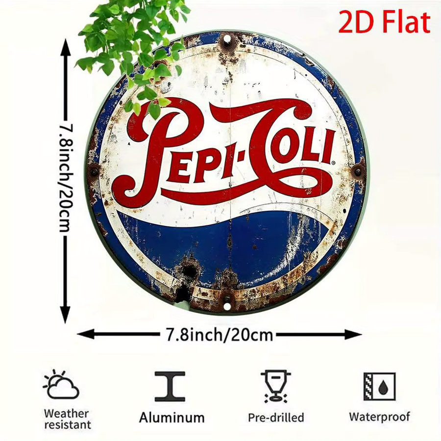 Vintage Pepsi-Cola Aluminium-Blechschild rund in Blau-Weiß für deine Wandgestaltung - Bild 4