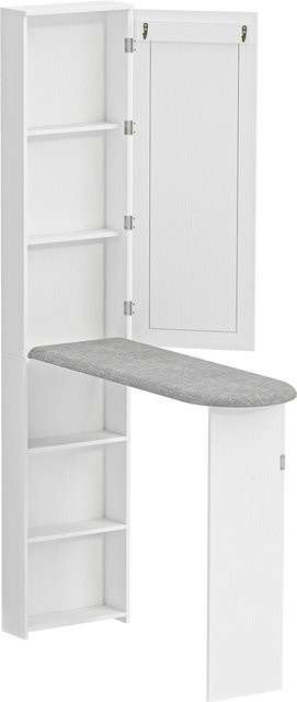 HOMCOM Bügelbrettschrank mit Tür und Spiegel in Weiß, platzsparender Bügeltisch mit internen Regalen für die Wäschepflege, B/T/H: 106 x 35 x 174 cm - Bild 1