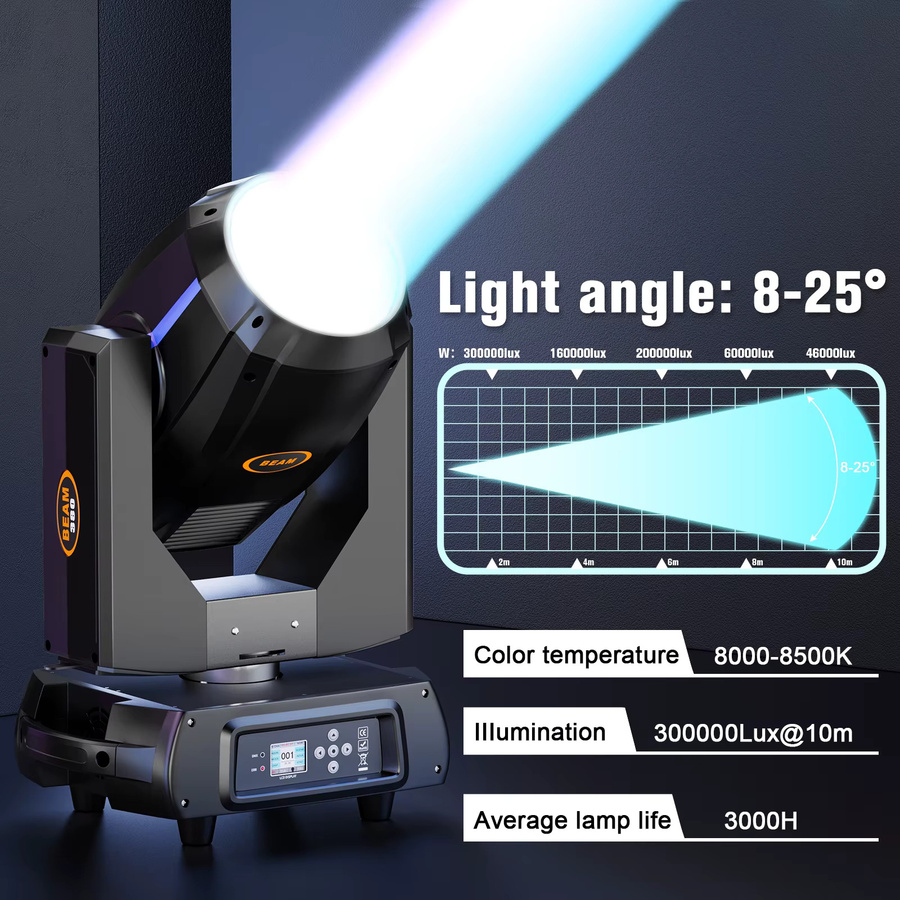 U'King 380W Beam Moving Head Spot mit rotierenden Prismen und Gobos, RGBW LED Bühnenlicht für DJ und Party, Schwarz - Bild 4