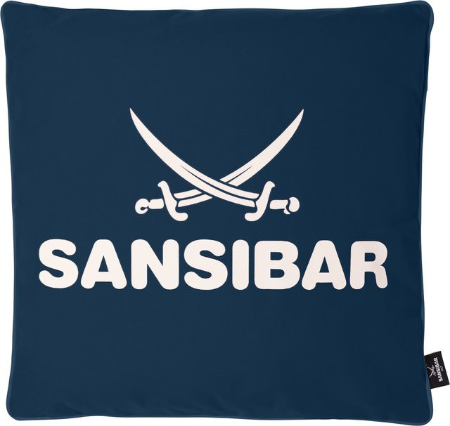 Kissen SANSIBAR quadratisch in Blau und Weiß aus Polyester, B/T/H: 45 x 45 x 45 cm - Bild 1