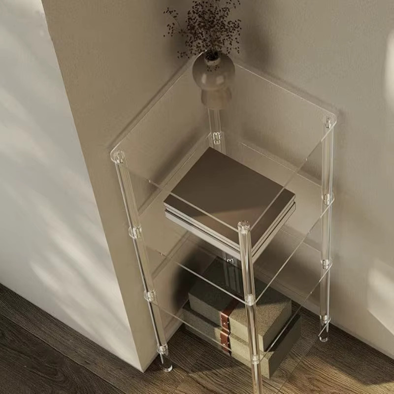 Oeny Multifunktionaler Beistelltisch aus Acryl in Transparent, Freistehendes Lagerregal für Wohnzimmer und Schlafzimmer - Bild 2