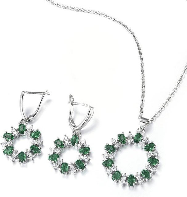 YIRAN Jewelry Schmuckset, Regenbogen-Saphir, Zirkonia, Kupfer, Weiß, Damen - Bild 1
