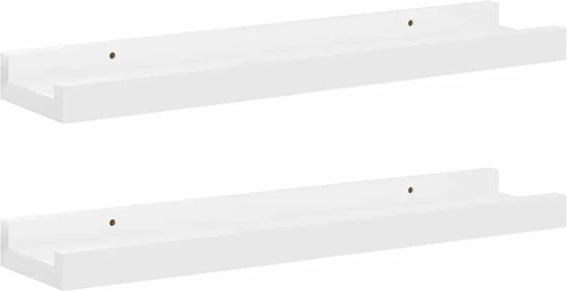 vidaXL Wandregale 2er-Set in Hochglanz-Weiß, modern und schlicht, B/H/T: 40 x 9 x 3 cm - Bild 1