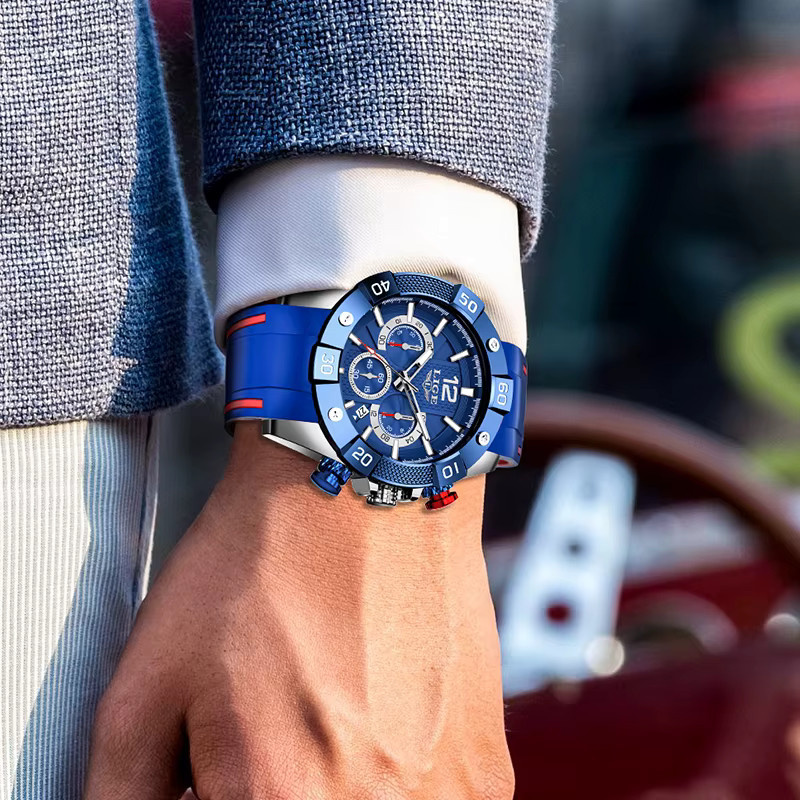 LIGE Chronograph, Quarz, Silikon Armband, Blau, Herren - Bild 6