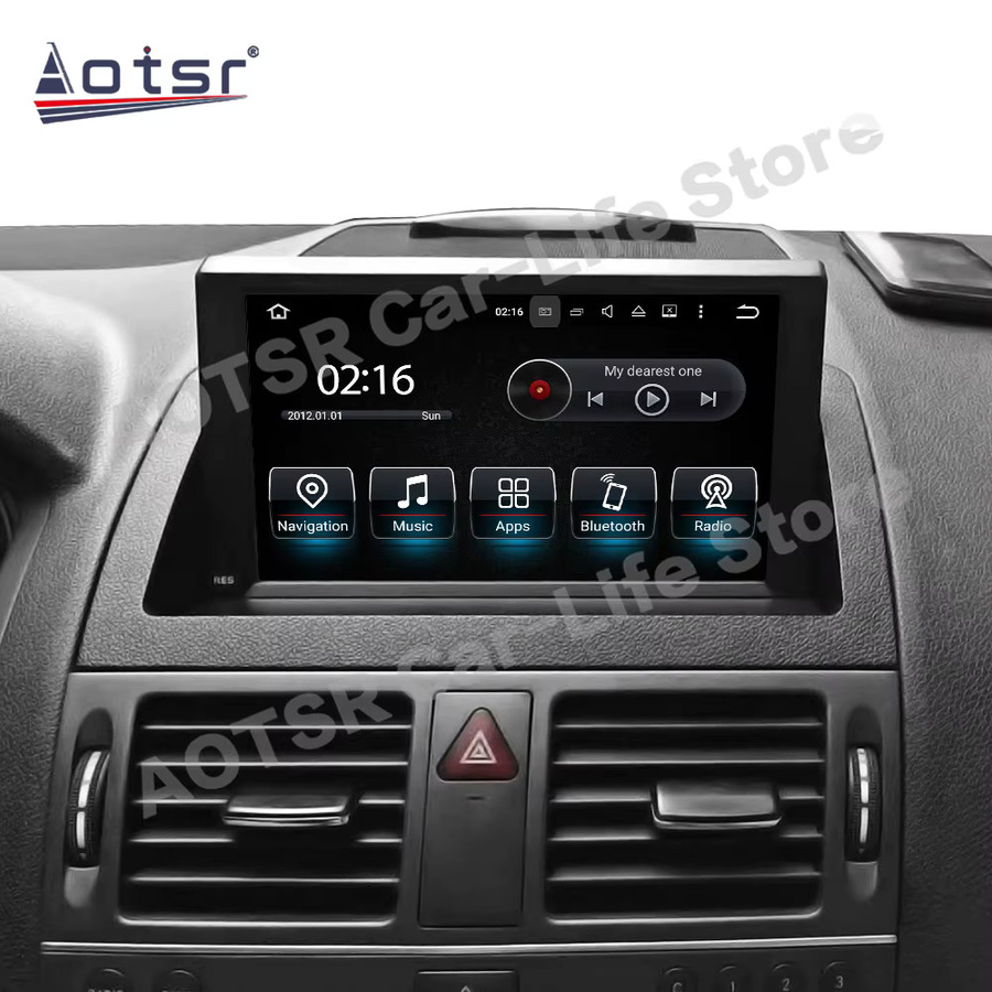 Aotsr Android Auto Multimedia Radio mit 7 Zoll Display und GPS Navigation für Mercedes-Benz C W204 2007 bis 2011 in Schwarz - Bild 2