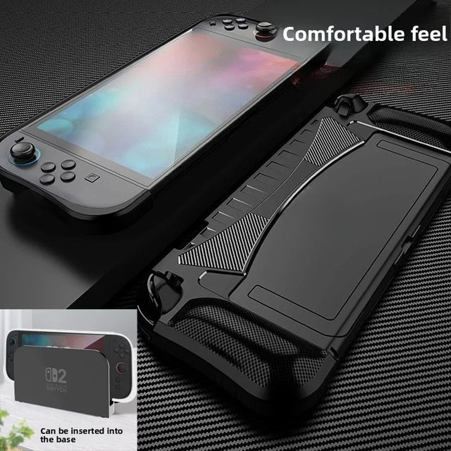 Nintendo Switch Dockbare Schutzhülle mit ergonomischem Komfort-TPU-Griff in Schwarz - Bild 1