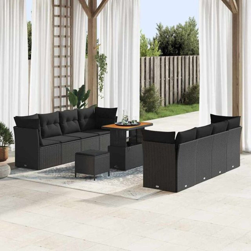 Modernes Garten-Sofa-Set aus Poly-Rattan in Schwarz von vidaxl - Bild 1