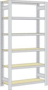 Regalwerk BERT Kleinteileregal Grundfeld mit Fachebene Paneelen, Höhe: 200 cm, Breite: 100,5 cm, Tiefe: 60 cm - Bild 1