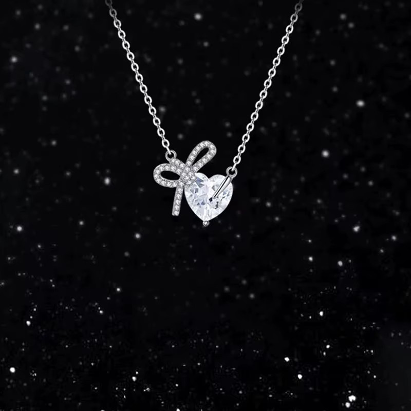 FANGSU Halskette, 925 Silber, Herz-Anhänger, Zirkonia, Damen - Bild 2