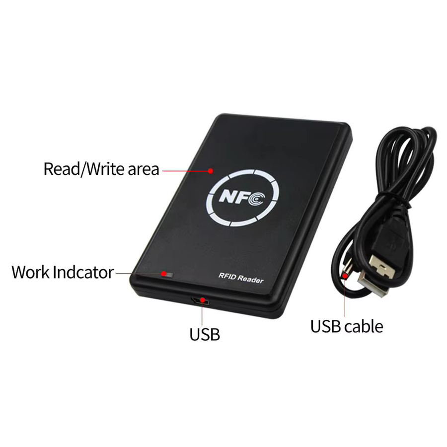 Asia-Teco RFID-Lesegerät und IC/ID-Duplikator mit 125 kHz und 13,56 MHz NFC, Kartenkopierer mit Dekodierungsfunktion, Schwarz - Bild 6