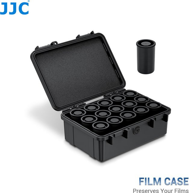 JJC Film-Hartschalen-Aufbewahrungskoffer für 15 Rollen 35 mm und 120 mm Fotofolie, wasserdicht und bruchsicher, Schwarz - Bild 1