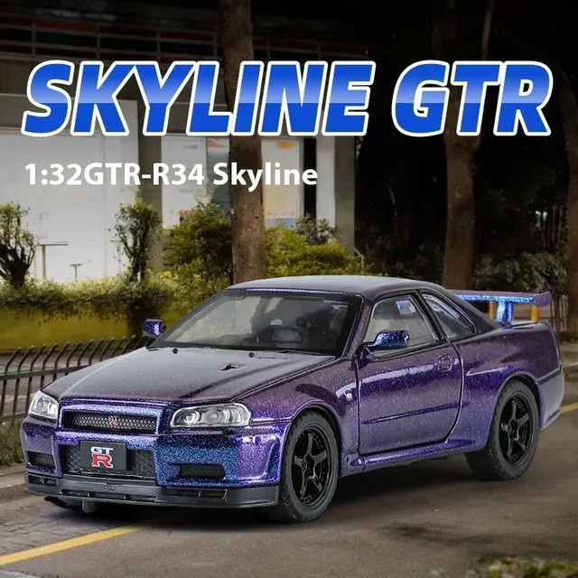 MINI AUTO GTR R34 Skyline Supercar, Modellauto, 1:32, Metall, mit Licht und Sound, ab 3 Jahre - Bild 1
