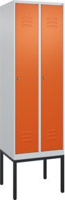 C+P Spind Classic PLUS Garderobenschrank mit 2 Abteilen, Stahlkonstruktion, Zylinderschloss, 4 Garderobenhaken und mittiger Trennwand, H x B x T: 212 x 60 x 50 cm - Bild 1