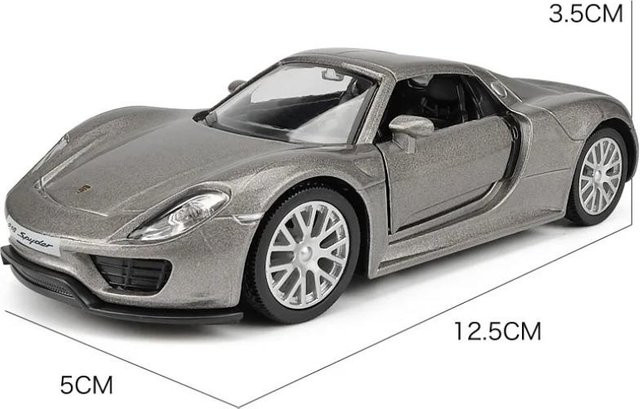 Fourall- Model Cars Porsche 918 Supersportwagen, Legierungsmodell, 1:36, grau - Bild 1