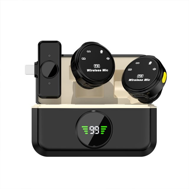 Basix Kabelloses Dual-Lavalier-Mikrofon mit omnidirektionalen Kondensatorkapseln in Schwarz für iPhone und Android - Bild 1