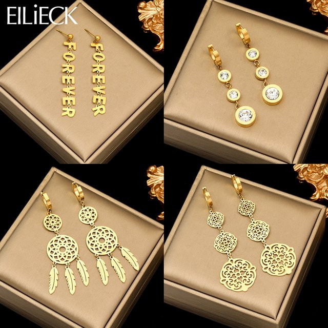 EILIECK Ohrringe, Edelstahl, Gold, Zirkonia, Damen - Bild 1