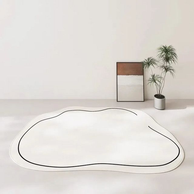 VIKAMA unregelmäßig geformter Plüsch-Teppich in Weiß für Wohnzimmer und Schlafzimmer - Bild 1