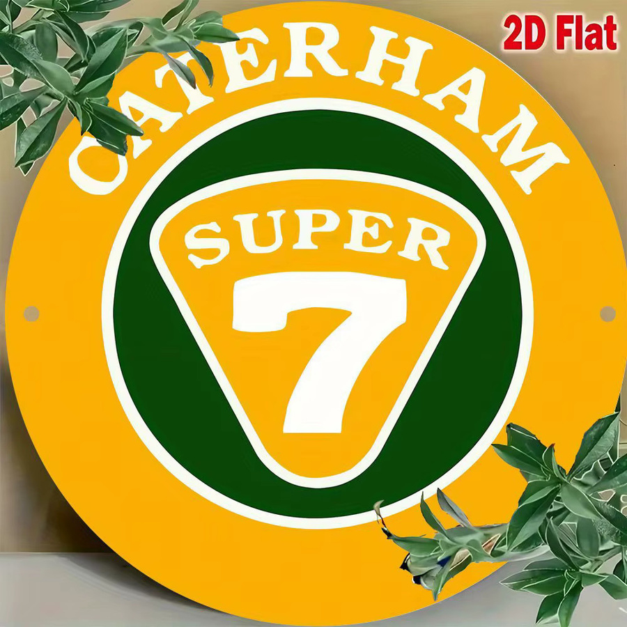 Caterham Super 7 Logo-Emblem Wandkunstschild aus Metall von Potdemiel, rund, Grün und Gelb, Durchmesser: 20,32 cm - Bild 4