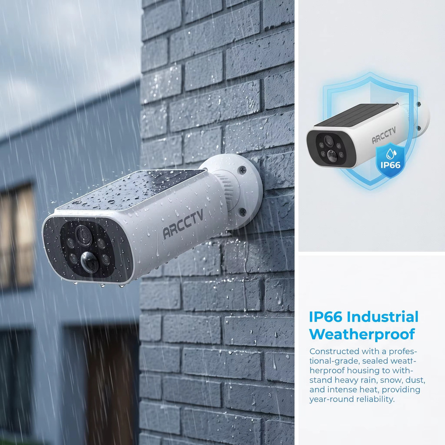 ARCCTV 2K WiFi Solarkamera in Weiß mit Nachtsicht, Zwei-Wege-Gespräch und Sirenenalarm, wasserdichte Outdoor IP66 Überwachungskamera - Bild 8