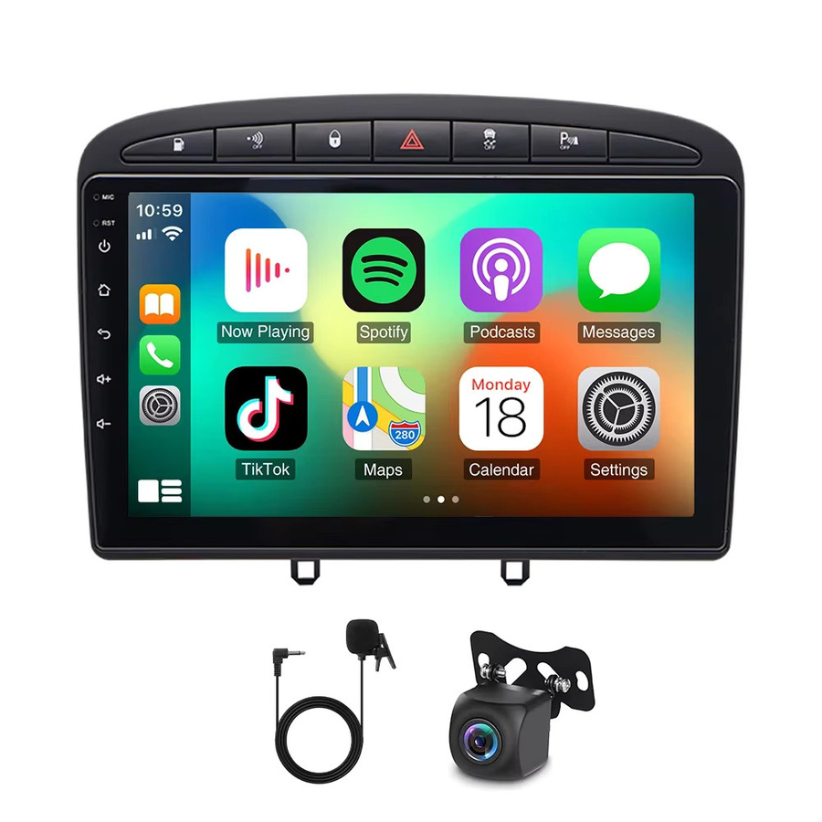 Carplay Autoradio-Player für Peugeot 308 2007-2015 mit Android 13, GPS-Navigation und Multimedia-Funktionen, Schwarz - Bild 6