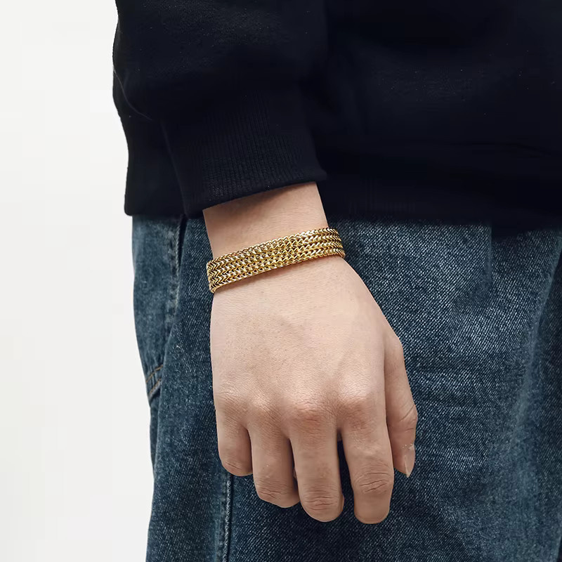 KALEN NEU Mesh-Kettenarmband, Edelstahl, Gold, Unisex, 20,5 cm - Bild 2