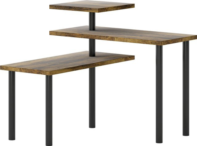 HOMCOM Küchenregal in Braun, Drehbarer Mikrowellenregal mit 3 Ebenen im Industriestil aus Metall und Spanplatte, B/T/H: 40 x 18 x 36,5 cm - Bild 1