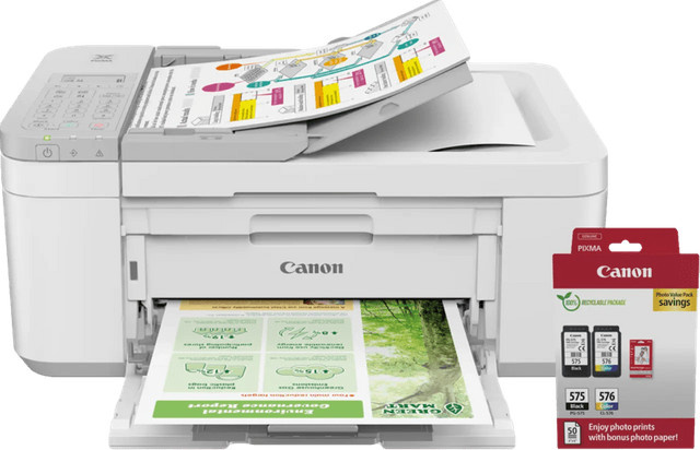 Canon PIXMA TR4756i Tintenstrahldrucker inklusive einem Satz Reservetinte und Fotopapier - Bild 1