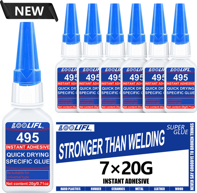 7 Stück LOOLIFL Superkleber Set, professioneller transparenter Cyanacrylat-Kleber für Kunststoff, schnell trocknend und geruchlos - Bild 1