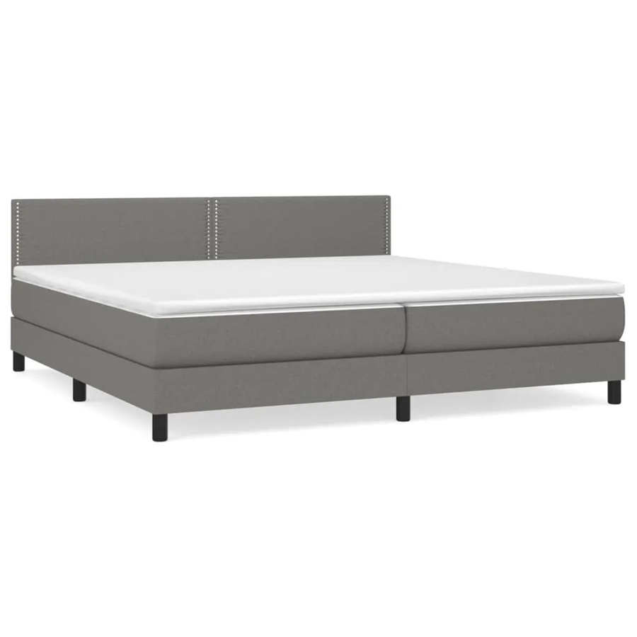 vidaXL Boxspringbett Hybrid mit Matratze und Taschenfedern Dunkelgrau B/T: 200 x 200 cm - Bild 2